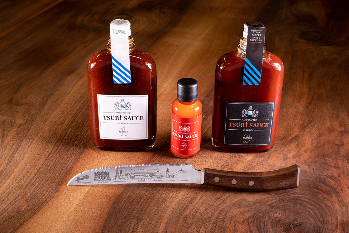 Set „Tsüri Sauce“ 3+1, Zurich City Panoramaknife Schweiz